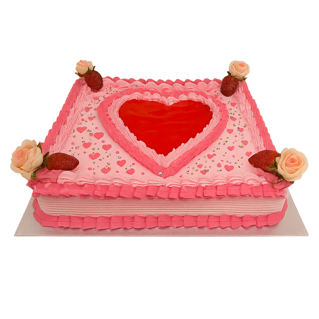 Strawberry Love Heart Cake